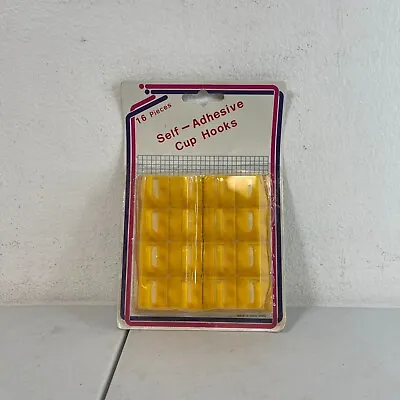 Vintage 16 Pieces Yellow Self-Adhesive Retro Cup Hooks 1  Each Made In Hong Kong • $13.32