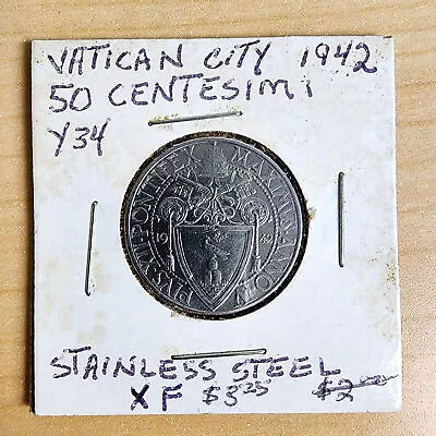 Brilliant UNC Vatican City 1942 50 Centesimi BU Italy Coin • $3.25