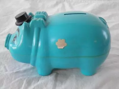 Westland Plastics Beautiful Blue Plastic Mechanical Piggy Bank • $24.99