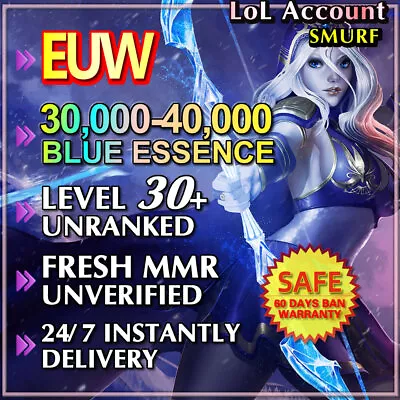 EUW 🥇 League Of Legends | 30K BE Smurf Unranked Level 30 • $3.99