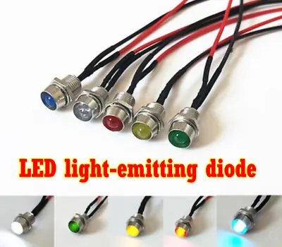 8mm Pre-Wired LEDs With Holders 12mm Panel Mount Ultra High Brightness LED Beads • £1.60