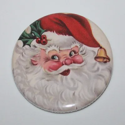 SANTA CLAUS WITH FLUFFY BEARD CHRISTMAS MAGNET Or PIN BUTTON Vintage Art • $3.89