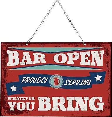 Decor Bar Open Metal Tin Sign Bar Man Cave Funny Wall Decor 8 X12  Vintage Base • $17.99