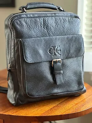 Vintage 80's Calvin Klein Leather Backpack With Laptop Sleeve - Excellent Cond • $45