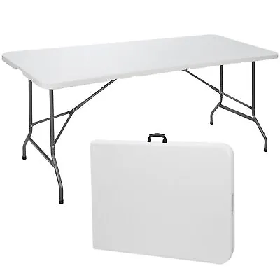 6FT Plastic Folding Table Portable Fold-in-Half Picnic Utility Table With Handle • $61.58