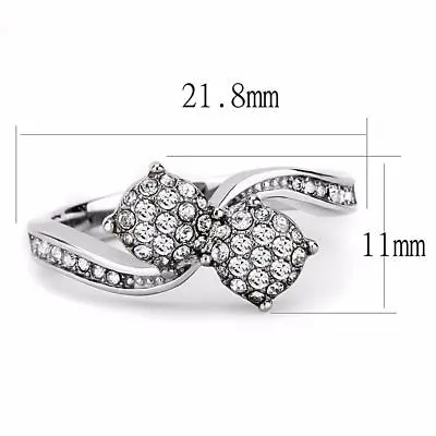 Micro Pave Clear Cubic Zirconia Bow Tie Non Tarnish Stainless Steel Ladies Ring • $14.88