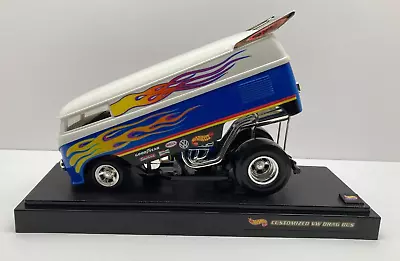 Hot Wheels Customized VW Volkswagen Drag Bus Collectible 1:18 Blue With Flames • $27.95