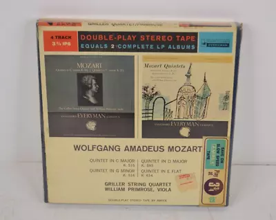 SEALED Wolfgang Amadeus Mozart Quintets Reel To Reel Tape Griller Quartet 3 3/4 • $71.99