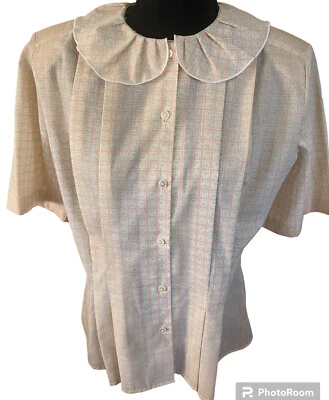 $15 • Buy Vintage 60’s (?) Peter Pan Collar Pullover Ditsy Print Blouse Peach Sz 10p READ