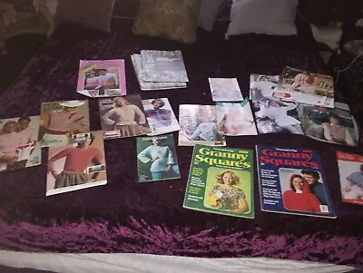 Lot Of Vtg Knit Crochet Pattern Books Sweaters Children MEN WOMEN  • $8