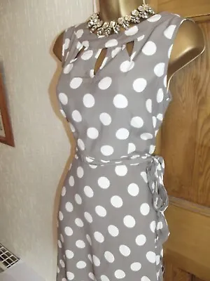 BNWT WALLIS❤️ Beautiful 50's Size 14 P Mocha Polka Dot Dress Wedding Summer • £25