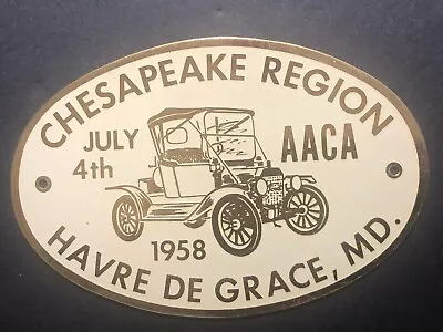 1958 Brass Metal Chesapeake Region Auto Show Dash Plaque AACA Havre De Grace MD • $34.99