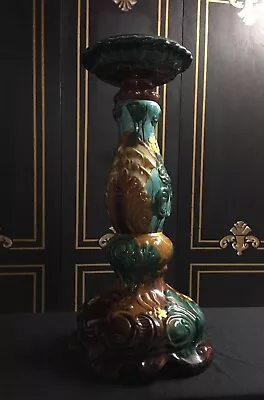 Vintage Art Nouveau Majolica Blended Glaze Pottery Jardiniere Pedestal • $950