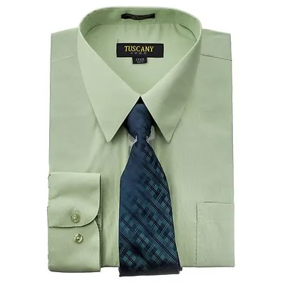 Men's Dress Shirts With Matching (Random Design) Tie Set Cotton Blend Shirt  Set • $23.99