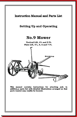 IH International McCormick-Deering No 9 Horse Drawn Sickle Mower Owner's Manual • $20
