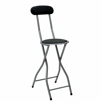 £17.99 • Buy NEW! Black Padded Folding High Chair Breakfast Kitchen Bar Stool Seat