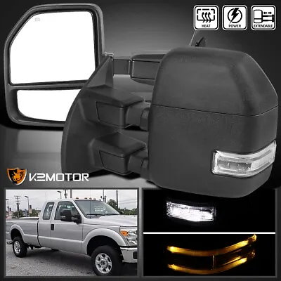 Fits 1999-2016 Ford F250 F350 Super Duty Power Heated+LED Signal Towing Mirrors • $228.38