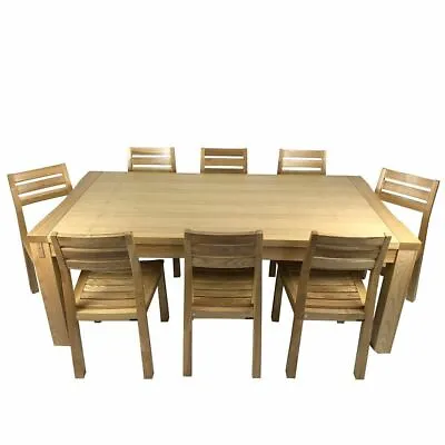 Solid Timber 2m Dining Table With 8 Dining Chairs Dining Set (REDUCED TO CLEAR) • $2020