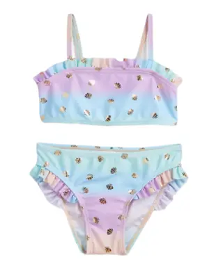 £3.99 • Buy NEW Ex Primark SHELL OMBRE Girls Swimming Costume 2 Piece Swim Suit Kids Mermaid