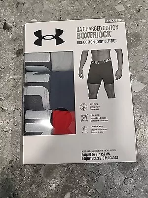 Under Armour Charged Cotton Boxerjock Boxer Jock UA Men 3 Pack Boxed Size XL • £28