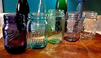 Glass MASON JAR ~ Purple / Blue / Pink / Green / Clear ~ BALL 16 Oz PINT • $4.97