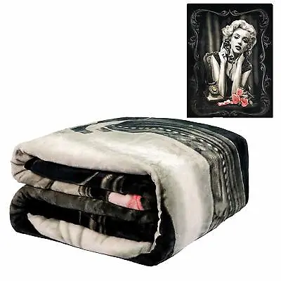 DGA Rockabilly Marilyn Monroe Heart Breaker Flannel Plush Queen Size Blanket  • $43.19