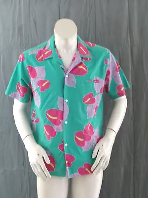 Vintage Hawaiian Shirt - Pink Purple Hibiscus Flower By Kai Nani - Men's Large • $53.99