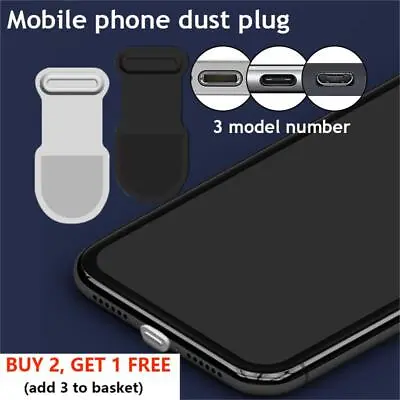 Silicone Phone Dust Plug Charging Port Type-C/Mirco USB/iphone Dustproof Cover • £2.81