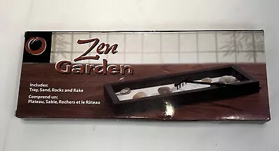 Mini Zen Garden Kit Tabletop Decor Meditation Sand Rocks Rake Tray Open Box • $12.99