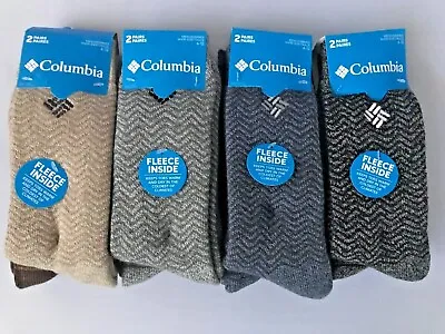 Columbia Men's 2 PAIRS Fleece Lined Crew Socks  Shoe Size 6-12 CHOOSE COLOR • $19.99