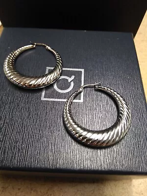 QVC Steel By Design Graduated Textured Hoop Earrings • $21.74