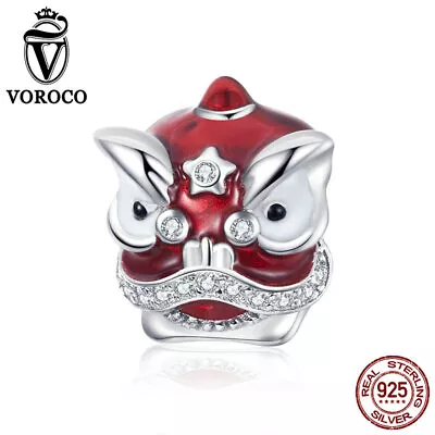 Fashion Women S925 Sterling Silver Lion Dance Pendant Charm Fit Bracelets VOROCO • £11.29