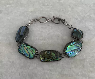 Beautiful Sterling Silver 925 Abalone Bracelet Toggle Closure  • $19.99