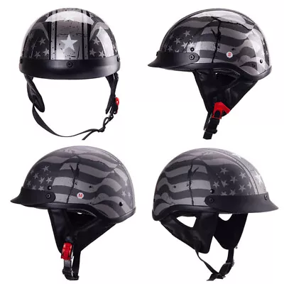 DOT Motorcycle Half Helmet With Sun Visor Quick Release Scooter Chopper Helmet • $119.62