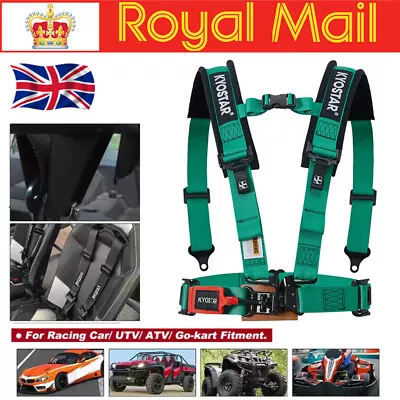 Universal Nylon Straps 4-Point Racing Latch & Link Safety Harness Seat Belt Soft • £55.69