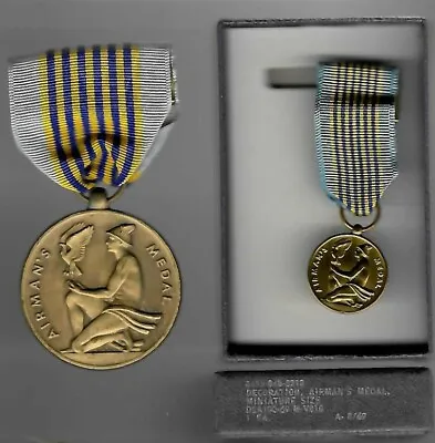 Vietnam Era FULL SIZE & Boxed Miniature US Air Force Airman Medal Box Dtd 1969 • $15.99