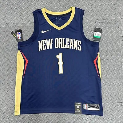 Nike New Orleans Pelicans Zion Williamson Navy Dri Fit Swingman Jersey Sz XL • $69.99