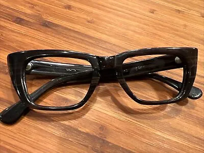 Vintage Mens Eyeglasses - Black Plastic 1950's Eye Glasses - Horn Nerdy Frames • $94.95