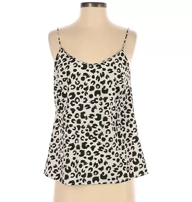 Merona Black Animal Print Tank Top Small Silky Blouse Shirt Leopard Southwest • $10