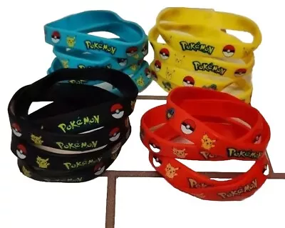 16pc Pokemon Themed Silicone Wristband Set Kids Party Favors4 Vibrant Colours • $8.70