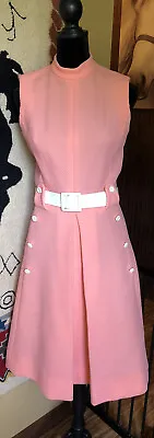 VINTAGE 60s PW Peach Sleeveless Belted Career Dress Womens VTG Size 10 See Descp • $24.99