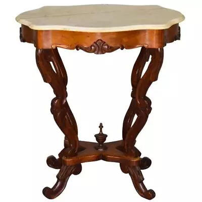 Antique Victorian Marble Top Hand Carved Turtle Top Parlor Stand #21723 • $425