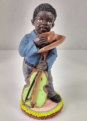 African American Jazz Musician Green Cello Black Man Figurine 6 ¼  • $18