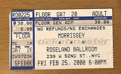 2000 Morrissey Roseland New York Concert Ticket Stub The Smiths Meat Is Murder • $18.99