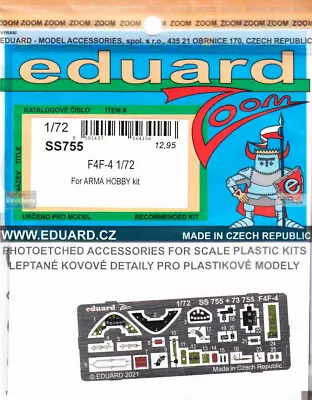 EDUSS755 1:72 Eduard Color Zoom PE - F4F-4 Wildcat (ARM Kit) • $17.64