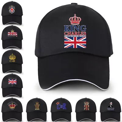 King Charles III Coronation Celebration Union Jack Crown Baseball Cap Hat Beach • £4.49