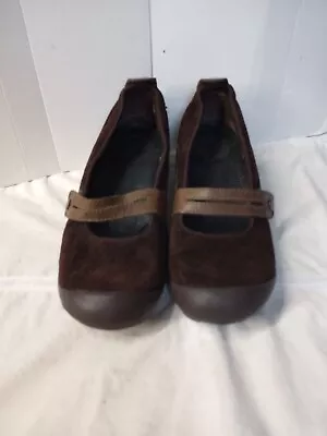 Merrell  Womens Plaza Bandeau Mary Janes Chocolate Suede Leather Shoes Size 9 • $29.99
