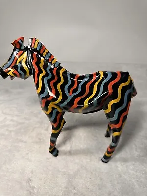 Handmade Striped Zimbabwe Colorfully Painted Cut Metal Animal Sculpture Statue • $34.99