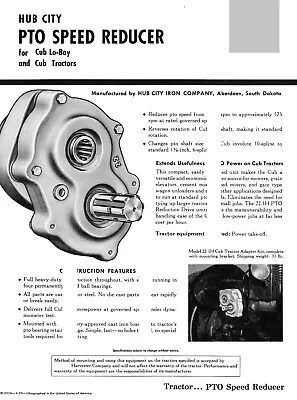 Hub City PTO Speed Reducer IH Farmall Cub & International Cub Lo-Boy Leaflet • $14