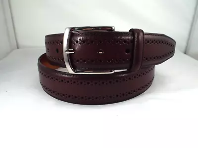 EUC Allen Edmonds Handmade  Manistee  Burgundy Leather 1 3/8  Dress Belt Sz 40 • $50